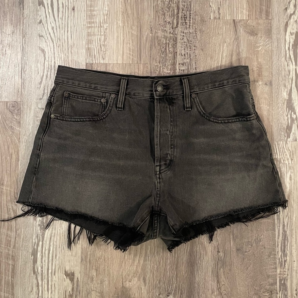 Madewell Black Mid Rise Relaxed Denim Shorts Size 30